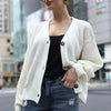 Hot Look Stylish Women's Knitted Cardigans Sweater Fashionable Autumn Long Sleeve Loose Coat Casual Button Thick V Neck Solid Female Tops by Stevvex
