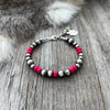Hot Pink Silver Bead Bracelet by Wild Junkie