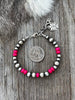 Hot Pink Silver Bead Bracelet by Wild Junkie