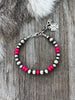Hot Pink Silver Bead Bracelet by Wild Junkie