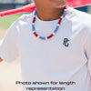 Orbit Iced Out Baseball Bead Necklace | Dark Blue & White