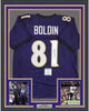 Framed Autographed/Signed Anquan Boldin 35x39 Baltimore Purple Football Jersey Beckett BAS COA by Hall of Fame Sports Memorabilia