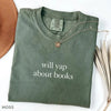 Will Yap About Books Comfort Colors® Shirt – Funny Book Lover Tee, Aesthetic Reading Graphic for Women & Readers by Dog Mom Hat