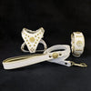 "Maximus White&Gold" Small dog SET - Harness - collar - lead by Bestia Dog Gear