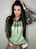Heavy Fleece Raglan Hoodie | Green + Camo Blocked by Luckless Outfitters