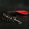 Black soft leather studded leash by Bestia Dog Gear