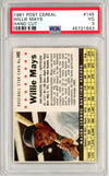 Graded 1961 Post Cereal Willie Mays #145 Baseball Card PSA 3 Very Good