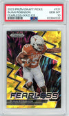 Graded 2023 Panini Prizm Bijan Robinson #F21 Fearless-Gold Ice Rookie RC Football Card PSA 10 Gem Mint