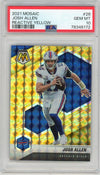 Graded 2021 Panini Mosaic Josh Allen #26 Reactive Yellow Football Card PSA 10 Gem Mint
