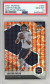 Graded 2021 Panini Mosaic Justin Fields #304 Reactive Orange Rookie RC Football Card PSA 10 Gem Mint