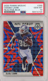 Graded 2020 Panini Mosaic CeeDee Lamb #268 Reactive Blue Rookie RC Football Card PSA 10 Gem Mint