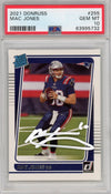 Graded 2021 Panini Donruss Mac Jones #255 AUTO Rookie RC Football Card PSA 10 Gem Mint Beckett BAS COA