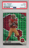 Graded 2021 Panini Mosaic Trey Lance #303 Green Rookie RC Football Card PSA 10 Gem Mint
