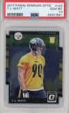 Graded 2017 Panini Donruss Optic TJ T.J. Watt #122 Rookie RC Football Card PSA 10 Gem Mint