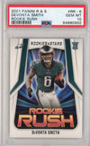 Graded 2021 Panini Rookies & Stars DeVonta Smith #RR-6 Rookie Rush RC Football Card PSA 10 Gem Mint