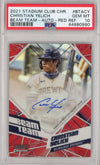Graded 2021 Topps Stadium Club Chrome Christian Yelich #BTACY #2/5 Beam Team Auto Red Refractor Baseball Card PSA 10 Gem Mint