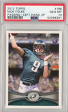Graded 2012 Topps Nick Foles #186 Passing Left Hand Up Rookie RC Football Card PSA 10 Gem Mint
