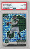 Graded 2021 Panini Mosaic Zach Wilson #243 Reactive Blue Rookie RC Football Card PSA 10 Gem Mint