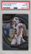 Graded 2020 Panini Select Tyler Bass #389 Field Level Jersey Rookie RC Football Card PSA 10 Gem Mint