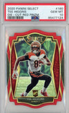 Graded 2020 Panini Select Tee Higgins #160 Die-Cut Red Prizm Premier Level Rookie RC Football Card PSA 10 Gem Mint