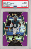Graded 2021 Panini Select Devonta Smith #149 #/75 Purple Prizm Premier Level Rookie RC Football Card PSA 10