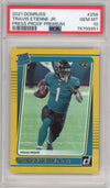 Graded 2021 Panini Donruss Travis Etienne Jr. #258 Press Proof Premium Rated Rookie RC Football Card PSA 10 Gem Mint