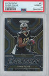 Graded 2022 Panini Prizm Chris Olave #E7 Emergent Rookie RC Football Card PSA 10 Gem Mint