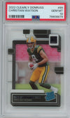 Graded 2022 Panini Clearly Donruss Christian Watson #69 Rookie RC Football Card PSA 10 Gem Mint