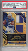 Graded 2020 Panini Gold Standard Jonathan Taylor #252 Double Prime Jersey Rookie RC Football Card PSA 8 Auto 10