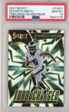 Graded 2021 Panini Select Devonta Smith #TUR11 Turbocharged Silver Prizm Rookie RC Football Card PSA 10