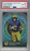 Graded 2022 Bowman U Inception Blake Corum #56 Aqua V1 Foil Rookie RC Football Card PSA 10 Gem Mint
