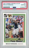 Graded 2021 Panini Chronicles DP Micah Parsons #27 Rookie RC Football Card PSA 10 Gem Mint