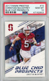 Graded 2017 Panini Prestige Christian McCaffrey #15 Blue Chip Prospects Rookie RC Football Card PSA 10 Gem Mint