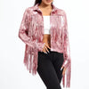 Sterlling Women's Tassel Sequin Jacket Autumn Winter Streewear Rock Stylish Long-sleeved Silver Reflective Jacket Women Outwear Tops by Stevvex