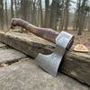 Hand Forged Carbon Steel Viking Axe with Carved Ash Wood Handle and Leather Grip by JW SteelCrafts