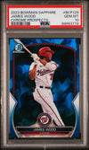 Graded 2023 Topps Bowman Sapphire James Wood #BCP129 Chrome Prospects Rookie RC Baseball Card PSA 10 Gem Mint