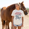 Wranglin’ Freedom Patriotic Graphic Tee – Western 4th of July Shirt by Hey Jude Graphic Tees