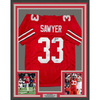 Framed Autographed/Signed Jack Sawyer 35x39 Ohio State Red College Football Jersey Beckett BAS COA by Hall of Fame Sports Memorabilia