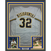 Framed Autographed/Signed Jacob Misiorowski 35x39 Milwaukee Grey Baseball Jersey JSA COA by Hall of Fame Sports Memorabilia