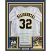 Framed Autographed/Signed Jacob Misiorowski 35x39 Milwaukee Pinstripe Baseball Jersey JSA COA by Hall of Fame Sports Memorabilia