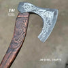 Hand-Engraved Viking Bearded Axe with Carved Hardwood Handle – Damascus Steel Blade | JW SteelCrafts by JW SteelCrafts