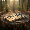 Custom Handmade Japanese Kitchen Knife Set with Multicolor Pakka Wood Handles by JW SteelCrafts