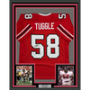 Framed Autographed/Signed Jessie Tuggle 35x39 Atlanta Red Football Jersey JSA COA by Hall of Fame Sports Memorabilia