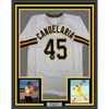 Framed Autographed/Signed John Candelaria 35x39 Pittsburgh White Baseball Jersey JSA COA by Hall of Fame Sports Memorabilia