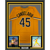 Framed Autographed/Signed John Candelaria 35x39 Pittsburgh Yellow Baseball Jersey JSA COA by Hall of Fame Sports Memorabilia