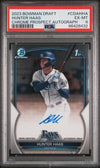 Graded 2023 Topps Bowman Draft Hunter Haas #CDAHHA Chrome Prospects Auto Rookie RC Baseball Card PSA 6