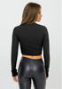 Luxe Edge Leather-Look Crossover Flare Leggings