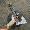 Viking Axe with Leather Wrapped Handle & Engraved Head – JW SteelCrafts by JW SteelCrafts