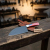 Ko-Santoku Knife with Hammered Carbon Steel Blade and USA Flag Handle by JW SteelCrafts