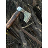 Hand Forged Carbon Steel Viking Axe with Carved Ash Wood Handle and Leather Grip by JW SteelCrafts